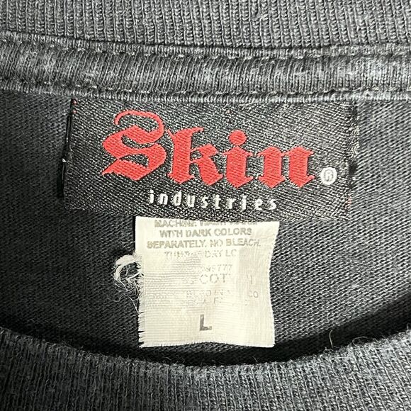 VTG Skin Industries Shirt Men’s Large Black Y2K Gothic BaGrunge AOP Double-Sided - Picture 9 of 10